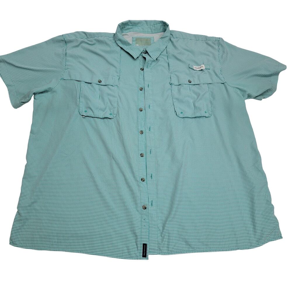Magellan Aransas Pass Mens 4XL Short Sleeve Fishing Shirt Vented Green Check